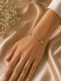 925 Sterling Silver Gold-Tone Heart Link Chain Bracelet for Women by Myver