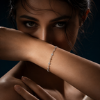 925 Sterling Silver Geometric Crystal Station Bracelet for Women