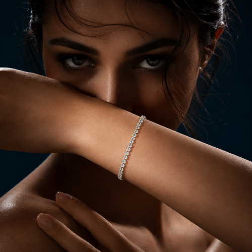 925 Sterling Silver Clear CZ Oval Stone Bracelet for Women