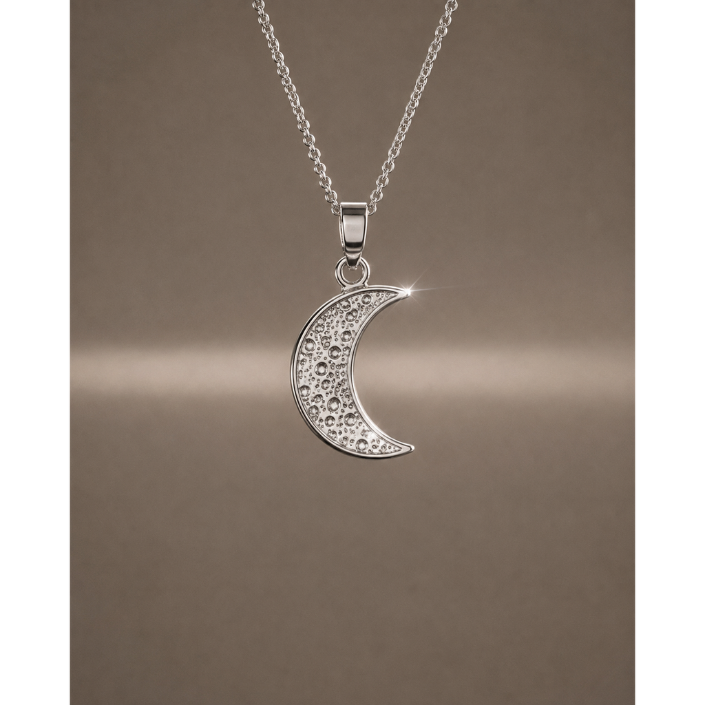 925 Sterling Silver Half Moon Pendant for Women