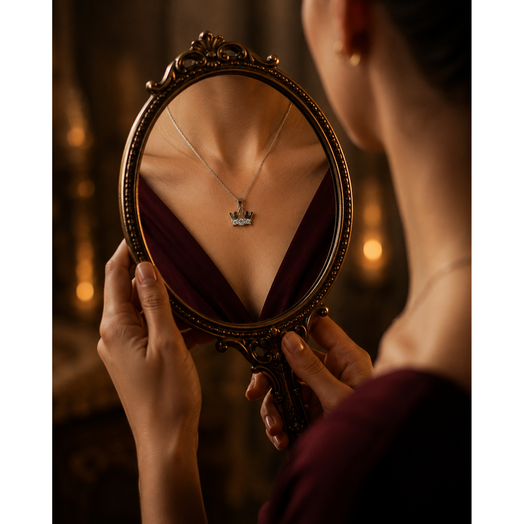 925 Sterling Silver Crown Pendant for Women