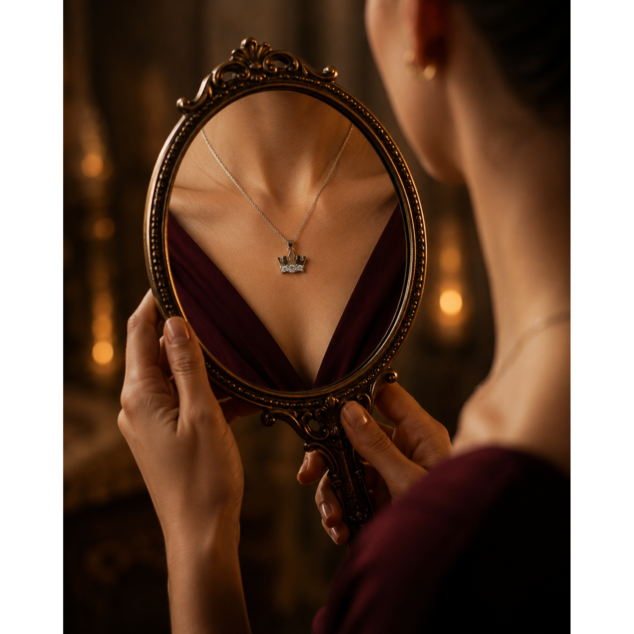 925 Sterling Silver Crown Pendant for Women