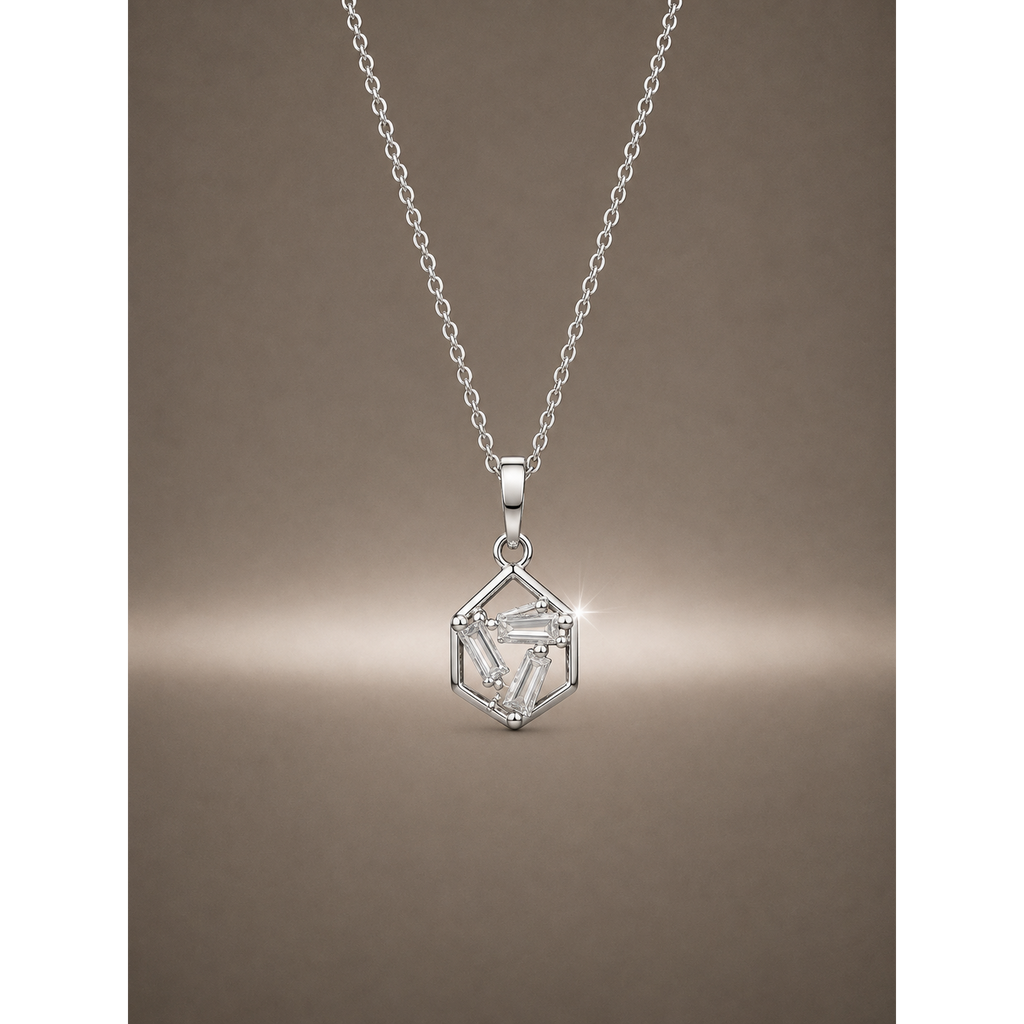 925 Sterling Silver Hexagon Bloom Pendant for Women