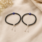 925 Sterling Silver Black Bead Evil Eye Nazariya Bracelet for Kids