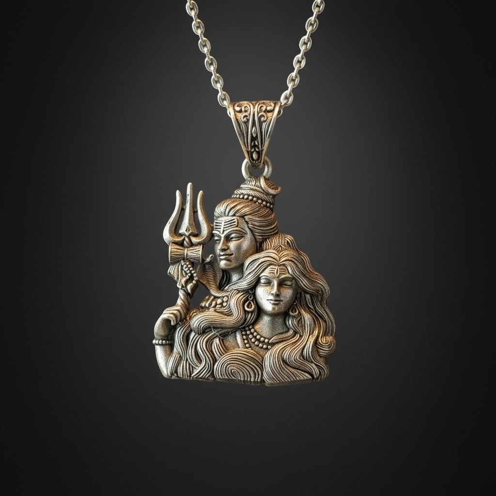 Shiva Parvati Sterling Silver Pendant
