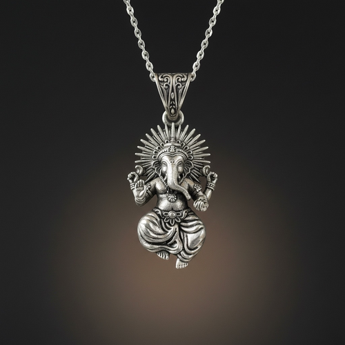Lord Ganesha Sterling Silver Pendant