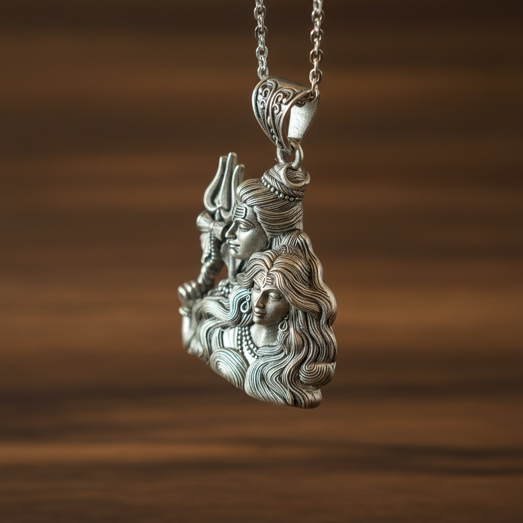 Shiva Parvati Sterling Silver Pendant