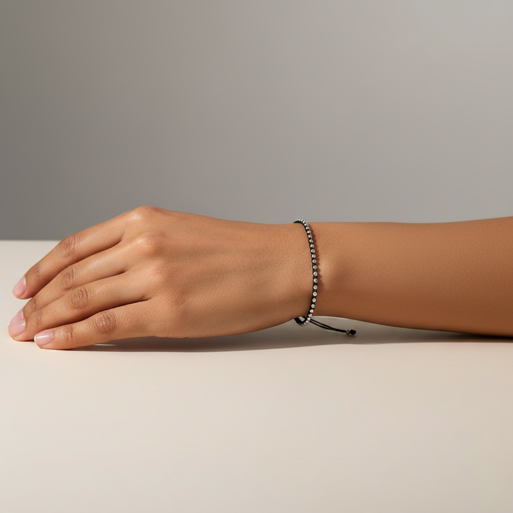 925 Sterling Silver Black Thread Bracelet for Men and Women – Minimalist, Everyday Wear