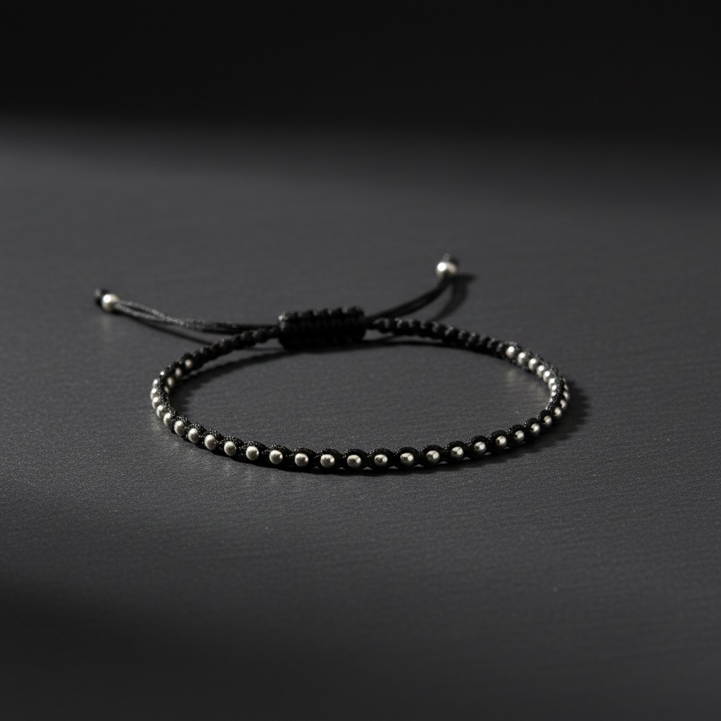925 Sterling Silver Black Thread Bracelet for Men and Women – Minimalist, Everyday Wear